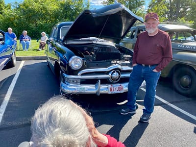 The Inn at Fairview, nursing home in Hudson, NH — Classic car show with residents enjoying the event