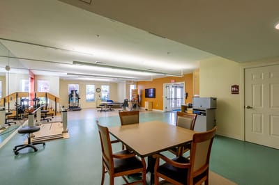 Interior view of a fitness area with exercise equipment