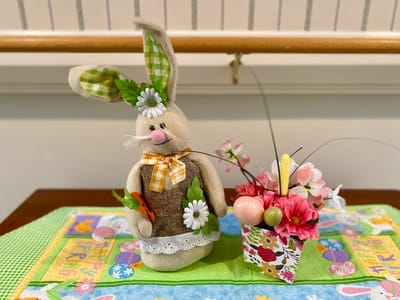 The Inn at Fairview, nursing home in Hudson, NH — Decorative Easter bunny with flowers and festive basket