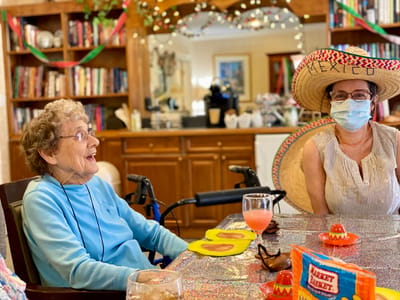 The Inn at Fairview, nursing home in Hudson, NH — Residents celebrating with festive decorations and traditional clothing