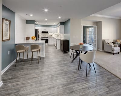 Interior view of a modern apartment in a senior living facility
