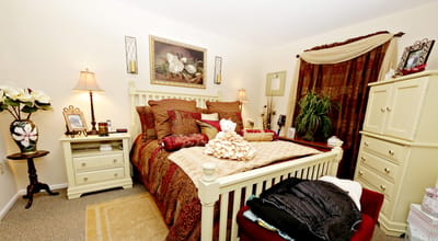 Cozy bedroom decorated with floral accents