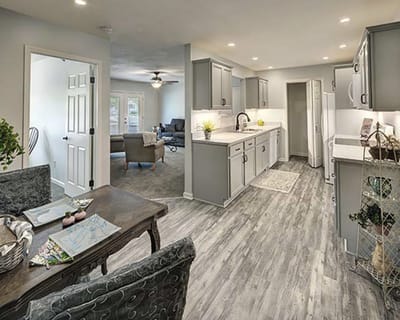 Modern kitchen in a senior living apartment