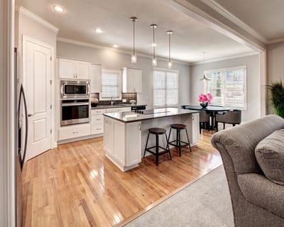 Bright, modern kitchen in a spacious living area