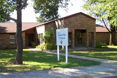 Exterior view of Pathfinder Plaza with signage