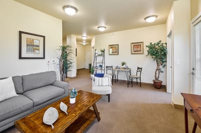 Bright living area in a senior apartment