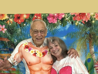 Residents celebrating with fun attire at an event