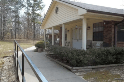 Exterior view of a senior care facility entrance