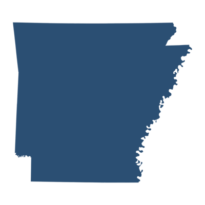 Pathfinder, Inc. Longwood ICF/IID, assisted living in Searcy, AR — State outline of Arkansas in solid blue color