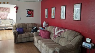 Common area with seating and decorations