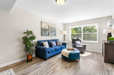 Bright and welcoming common area with comfortable furniture