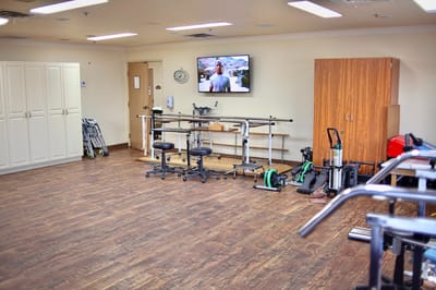 Rehabilitation room equipped with exercise machines