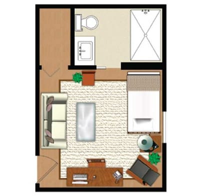 Floor plan of a private resident room