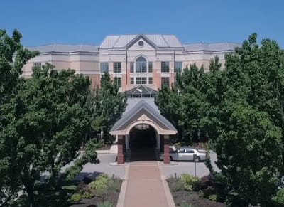 Aerial view of Princeton Windrows entrance with landscaping