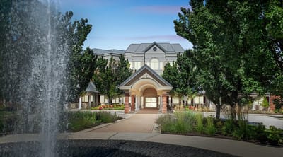 Exterior view of the facility entrance with landscaping