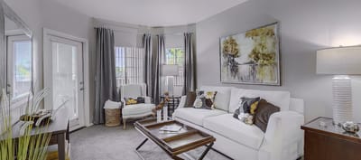 Bright interior living area with comfortable furniture
