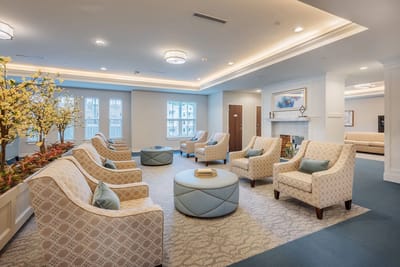 Comfortable common area with seating and decor