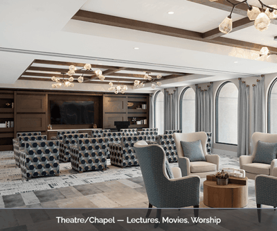 Bright interior of a common area with seating