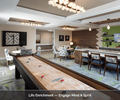 Interior common area for activities at the facility