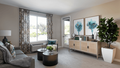 Bright interior living space with modern decor