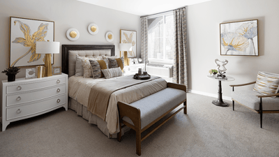 A beautifully decorated resident room with comfort and style