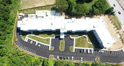Aerial view of Vivera Senior Living building and grounds