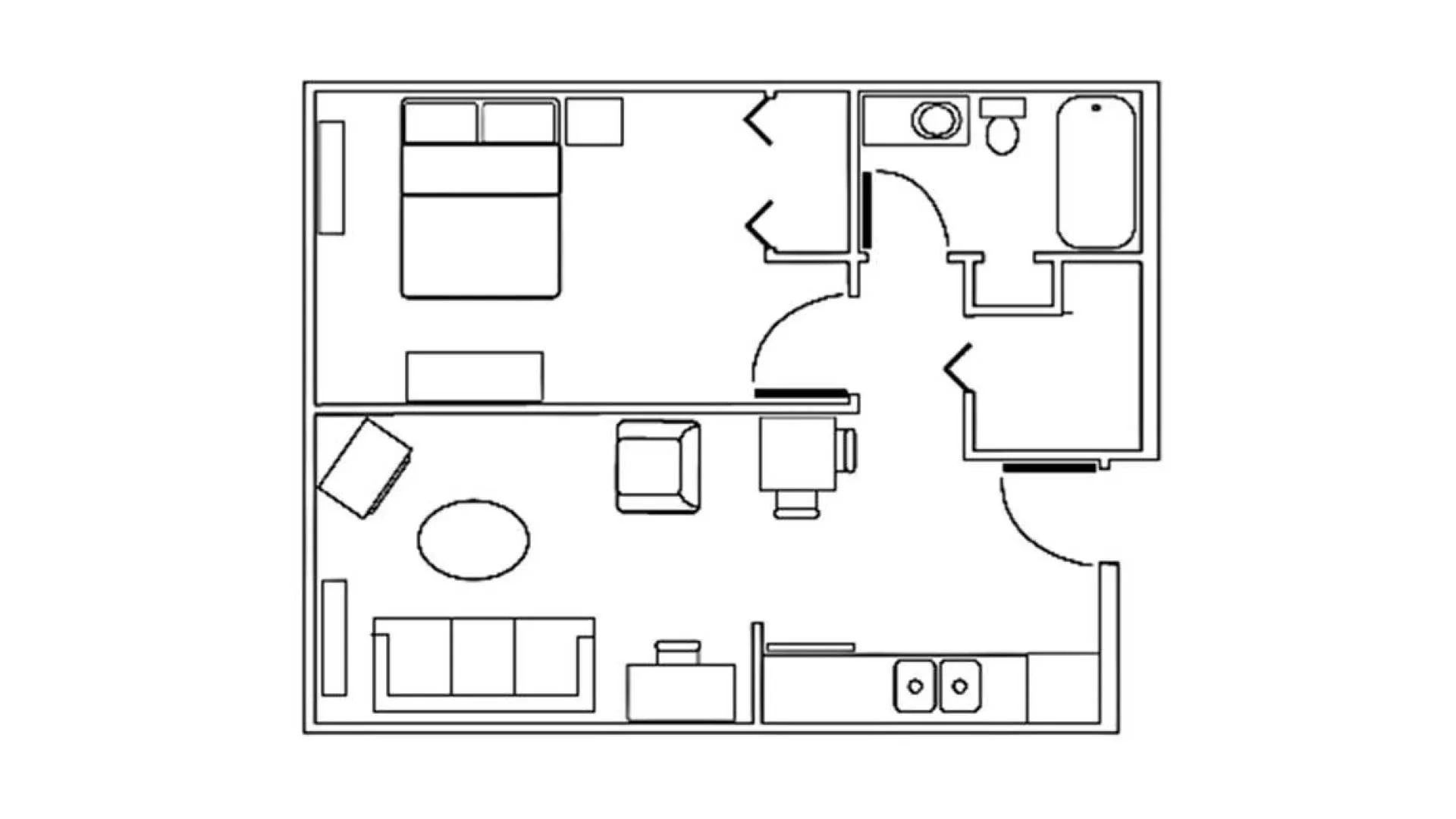 Architectural floor plan of a resident unit