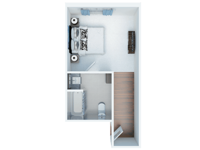 Floor plan of a private resident room