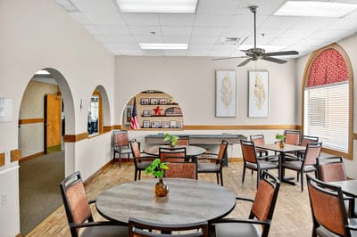 Cozy common area with seating and decor
