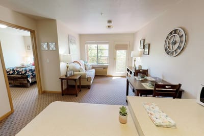 Bright and cozy resident room with living space