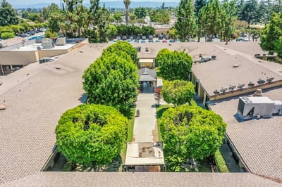 Aerial view of the assisted living facility's courtyard