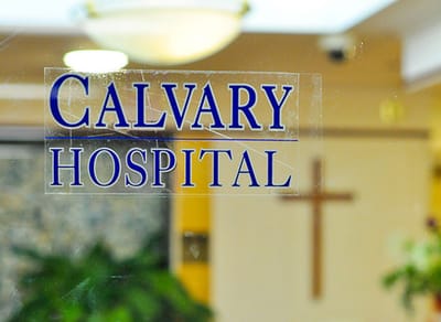 Sign for Calvary Hospital inside the facility