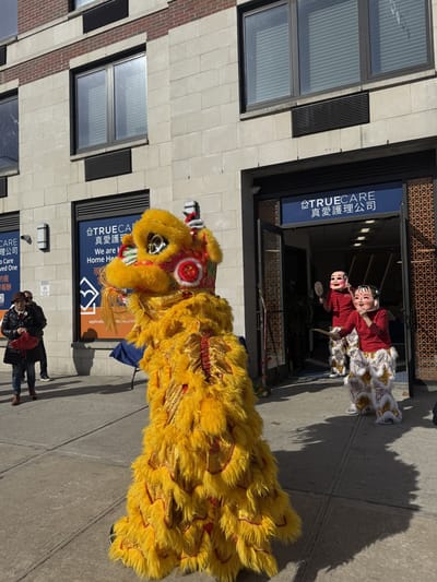 True Care Home Care – Bronx, home care in Bronx, NY — Lion dance performance outside a senior living facility