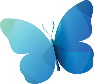 Stylized blue butterfly graphic