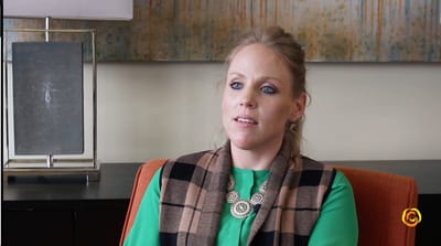 Woman speaking in a common area