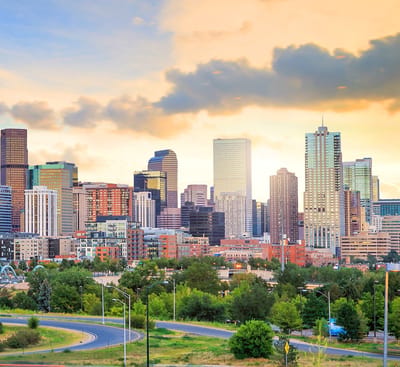City skyline during sunset