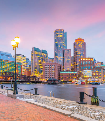 City skyline with modern buildings and waterfront