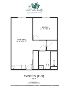 Floor plan of the Cypress unit at Alderman Oaks