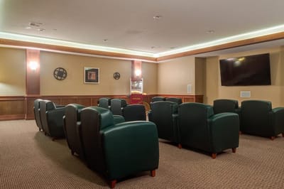 Interior view of a common area with seating