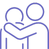 Two figures embracing in a caring interaction.