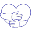 Graphic illustration of a heart with embracing hands.
