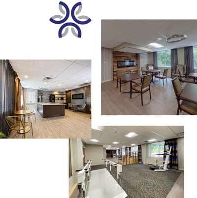 Interior common area in a nursing home facility
