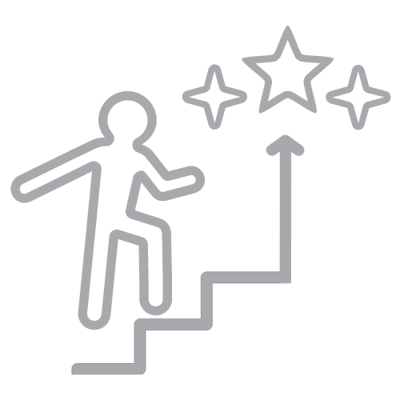 Abstract graphic of a person climbing stairs