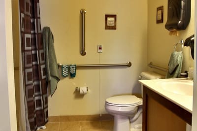 Accessible bathroom in a resident room