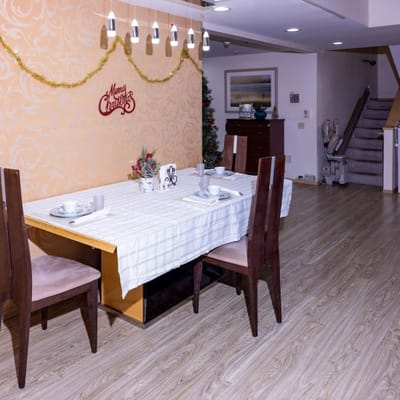 Dining room set for a festive meal