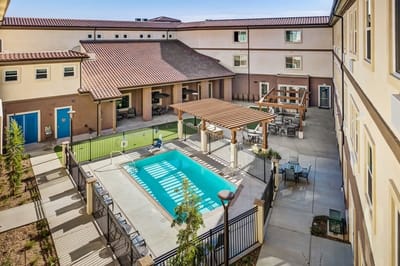 Outdoor pool area in the facility courtyard