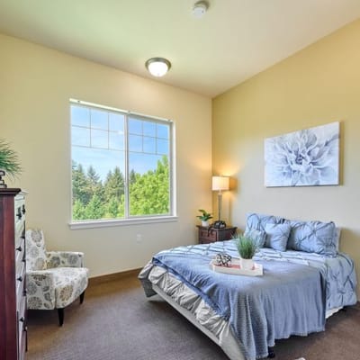 Cozy resident room with a view and elegant decor