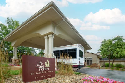 Exterior view of the nursing home entrance