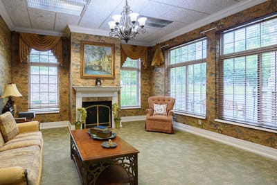 Cozy common area with seating and artwork