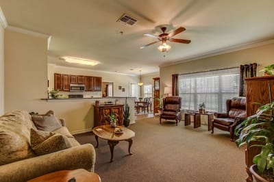 Cozy common area with seating and plants